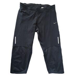 NIKE Women's DRI-FIT Tech Running Capri Black Low Rise Stretch Size M leggings
